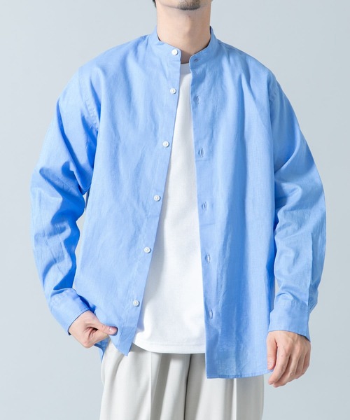 URBAN RESEARCH ROSSO MEN(アーバンリサーチロッソメン)の「『WEB限定』『XLサイズあり』リラックスコットンリネンバンドカラー長袖シャツ(シャツ/ブラウス・メンズ・ネイビー/ベージュ/ブルー系その他/ベージュ系その他/ホワイト/ブルー・SMALL/MEDIUM/LARGE/X-LARGE)」の13枚目の写真