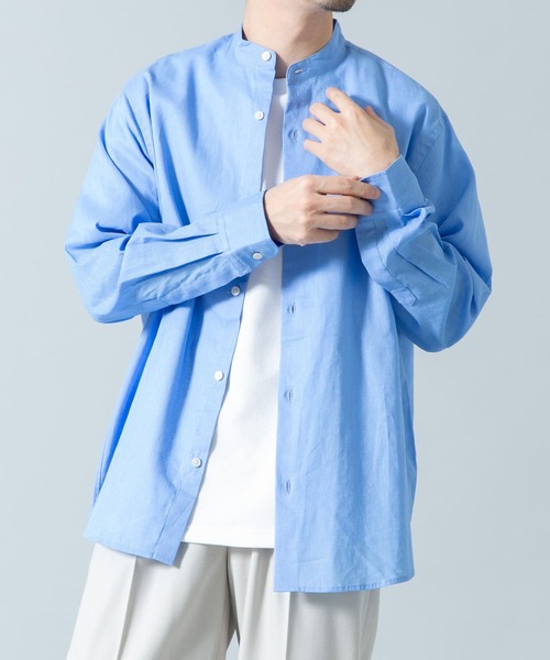 URBAN RESEARCH ROSSO MEN(アーバンリサーチロッソメン)の「『WEB限定』『XLサイズあり』リラックスコットンリネンバンドカラー長袖シャツ(シャツ/ブラウス・メンズ・ネイビー/ベージュ/ブルー系その他/ベージュ系その他/ホワイト/ブルー・SMALL/MEDIUM/LARGE/X-LARGE)」の14枚目の写真