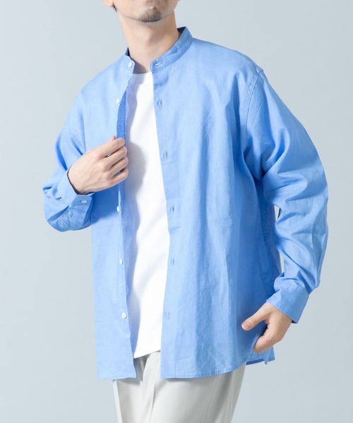 URBAN RESEARCH ROSSO MEN(アーバンリサーチロッソメン)の「『WEB限定』『XLサイズあり』リラックスコットンリネンバンドカラー長袖シャツ(シャツ/ブラウス・メンズ・ネイビー/ベージュ/ブルー系その他/ベージュ系その他/ホワイト/ブルー・SMALL/MEDIUM/LARGE/X-LARGE)」の15枚目の写真