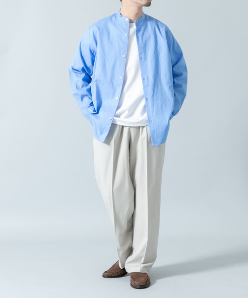 URBAN RESEARCH ROSSO MEN(アーバンリサーチロッソメン)の「『WEB限定』『XLサイズあり』リラックスコットンリネンバンドカラー長袖シャツ(シャツ/ブラウス・メンズ・ネイビー/ベージュ/ブルー系その他/ベージュ系その他/ホワイト/ブルー・SMALL/MEDIUM/LARGE/X-LARGE)」の19枚目の写真