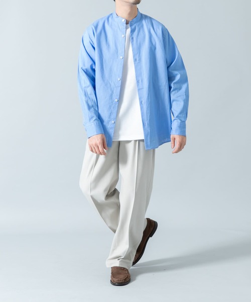 URBAN RESEARCH ROSSO MEN(アーバンリサーチロッソメン)の「『WEB限定』『XLサイズあり』リラックスコットンリネンバンドカラー長袖シャツ(シャツ/ブラウス・メンズ・ネイビー/ベージュ/ブルー系その他/ベージュ系その他/ホワイト/ブルー・SMALL/MEDIUM/LARGE/X-LARGE)」の20枚目の写真