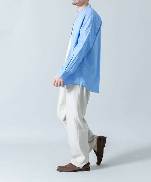 URBAN RESEARCH ROSSO MEN(アーバンリサーチロッソメン)の「『WEB限定』『XLサイズあり』リラックスコットンリネンバンドカラー長袖シャツ(シャツ/ブラウス・メンズ・ネイビー/ベージュ/ブルー系その他/ベージュ系その他/ホワイト/ブルー・SMALL/MEDIUM/LARGE/X-LARGE)」の21枚目の写真