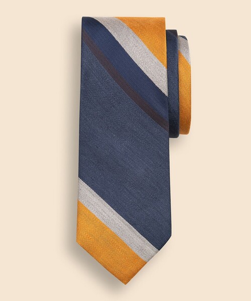 BROOKS BROTHERS(ブルックスブラザーズ)の「リネン/シルク ワイドストライプタイ(ネクタイ・メンズ・オリーブ/イエロー・ONE SIZE)」の2枚目の写真