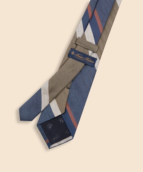 BROOKS BROTHERS(ブルックスブラザーズ)の「リネン/シルク ワイドストライプタイ(ネクタイ・メンズ・オリーブ/イエロー・ONE SIZE)」の4枚目の写真