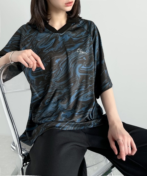 Java(ジャバ)の「《JaVaジャバコラボ》「私戦を制す。」ラインストーン使い総柄ゲーム半袖Tシャツ(Tシャツ/カットソー・メンズ・ブラウン/ブルー・MEDIUM/LARGE/SMALL)」の8枚目の写真
