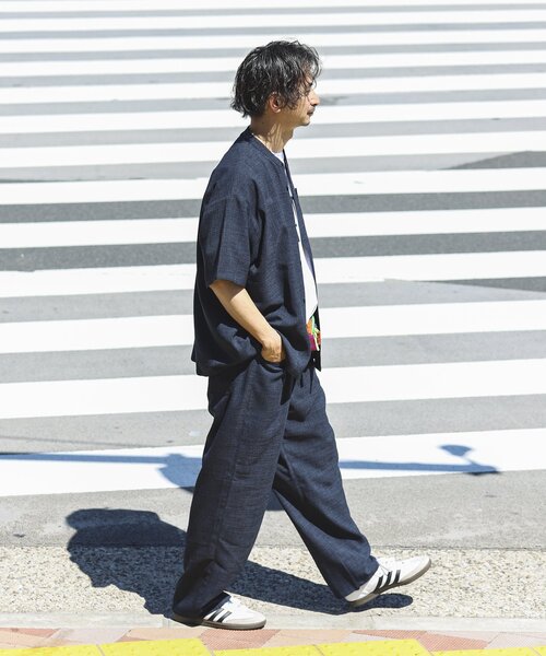 JOURNAL STANDARD relume（ジャーナルスタンダード　レリューム）の「TECH CANVAS バンドカラー 半袖シャツ（シャツ/ブラウス・メンズ・ブラック/アイボリー/クリアブルー/ライトグレー・SMALL/MEDIUM/LARGE）」の17枚目の写真