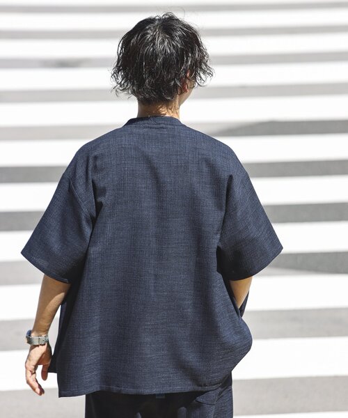 JOURNAL STANDARD relume（ジャーナルスタンダード　レリューム）の「TECH CANVAS バンドカラー 半袖シャツ（シャツ/ブラウス・メンズ・ブラック/アイボリー/クリアブルー/ライトグレー・SMALL/MEDIUM/LARGE）」の19枚目の写真