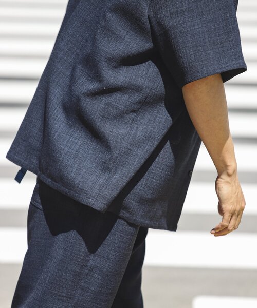 JOURNAL STANDARD relume（ジャーナルスタンダード　レリューム）の「TECH CANVAS バンドカラー 半袖シャツ（シャツ/ブラウス・メンズ・ブラック/アイボリー/クリアブルー/ライトグレー・SMALL/MEDIUM/LARGE）」の20枚目の写真