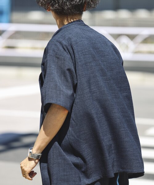 JOURNAL STANDARD relume（ジャーナルスタンダード　レリューム）の「TECH CANVAS バンドカラー 半袖シャツ（シャツ/ブラウス・メンズ・ブラック/アイボリー/クリアブルー/ライトグレー・SMALL/MEDIUM/LARGE）」の22枚目の写真