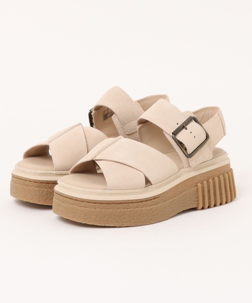 Clarks(クラークス)の「Clarks クラークス EVAMAR WISH レディース厚底サンダル スエード レザー(エヴァマーウィッシュ)(サンダル・レディース・ブラック/ベージュ/ピンク・23.5cm/24.5cm/23.0cm/24.0cm/22.5cm)」の1枚目の写真