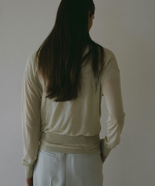 ETRE TOKYO（エトレトウキョウ）の「シアーポロニットプルオーバー（ニット/セーター・レディース・ブラック/セージグリーン/ブラウン・FREE）」の9枚目の写真