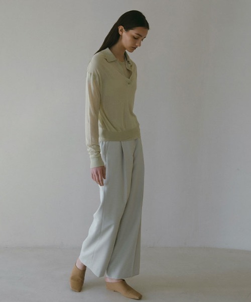 ETRE TOKYO（エトレトウキョウ）の「シアーポロニットプルオーバー（ニット/セーター・レディース・ブラック/セージグリーン/ブラウン・FREE）」の8枚目の写真