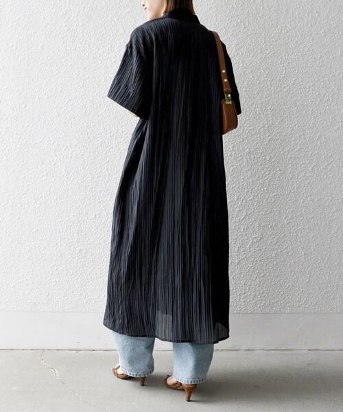 SHIPS any（シップス エニィ）の「SHIPS any:〈洗濯機可能〉ピンタック ジャカード シャツ ワンピース（シャツワンピース・レディース・チャコールグレー/ナチュラル・ONE SIZE）」の15枚目の写真