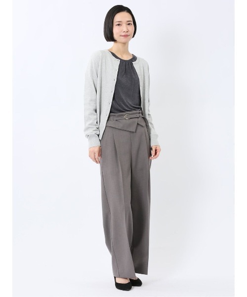 m.f.editorial(エムエフエディトリアル)の「【UVケア 防シワ ウォッシャブル】m.f.エディトリアル レディース ウエストデザイン ワイドパンツ(その他パンツ・レディース・ベージュ/ブラック/グレー系その他2・LARGE/MEDIUM)」の9枚目の写真