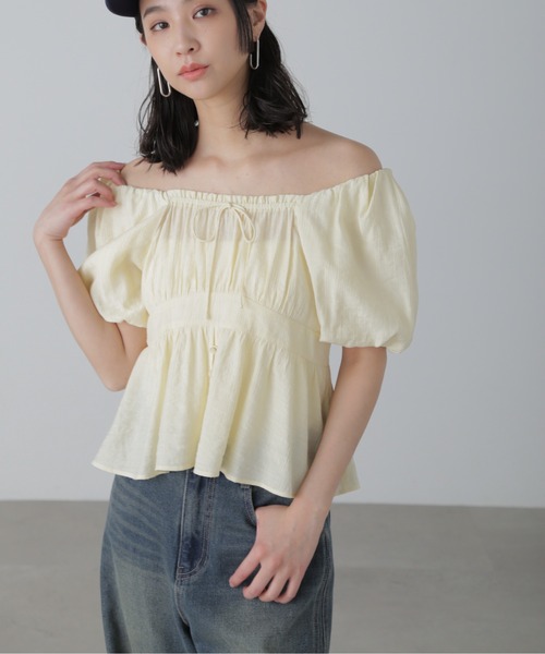 FREE'S MART（フリーズマート）の「◆2WAYオフショルブラウス（シャツ/ブラウス・レディース・ライトブルー/イエロー/ホワイト/ブラック・FREE）」の21枚目の写真