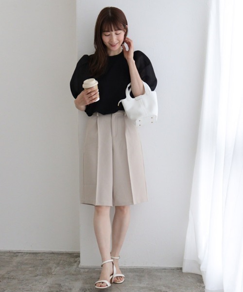 Pierrot（ピエロ）の「シアーダンボールドッキングフレアカットソー（Tシャツ/カットソー・レディース・オフホワイト/ブラック・M/L）」の17枚目の写真