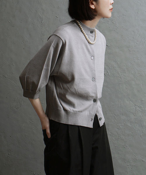 apartment department(アパートメントデパートメント)の「モックネック ニットカーディガン(カーディガン/ボレロ・レディース・杢グレー/ネイビー/ブラウン・M)」の2枚目の写真