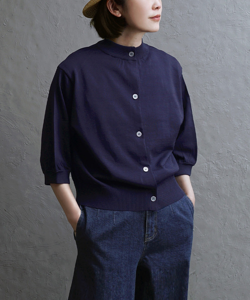 apartment department(アパートメントデパートメント)の「モックネック ニットカーディガン(カーディガン/ボレロ・レディース・杢グレー/ネイビー/ブラウン・M)」の3枚目の写真