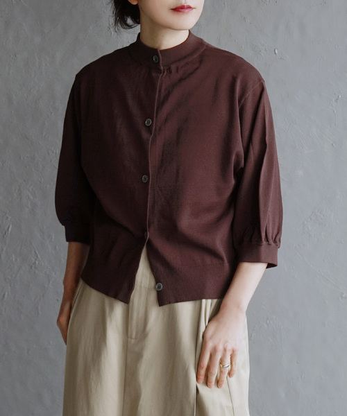 apartment department(アパートメントデパートメント)の「モックネック ニットカーディガン(カーディガン/ボレロ・レディース・杢グレー/ネイビー/ブラウン・M)」の1枚目の写真