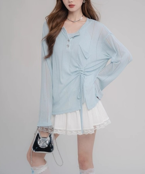 gossip！ロサンゼルス（ゴシップロサンゼルス）の「レトロ風 レースフリルティアードミニスカート（スカート・レディース・ホワイト/ブラック・FREE）」の14枚目の写真