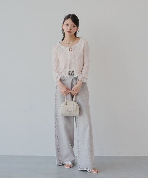 Chico(チコ)の「【7分袖】レースドッキングリブニットカーディガン(カーディガン/ボレロ・レディース・アイボリー/ピンク系その他/ブルー/ネイビー・FREE)」の7枚目の写真