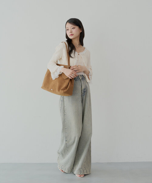 Chico(チコ)の「【7分袖】レースドッキングリブニットカーディガン(カーディガン/ボレロ・レディース・アイボリー/ピンク系その他/ブルー/ネイビー・FREE)」の22枚目の写真