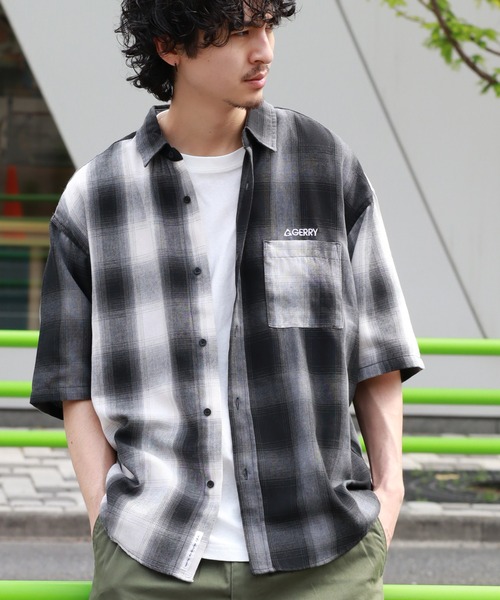 GERRY（ジェリー）の「【GERRY/ジェリー】 オンブレチェック 半袖シャツ（シャツ/ブラウス・メンズ・ブラック/マルチ/ホワイト/ブラウン・M/L/LL）」の4枚目の写真
