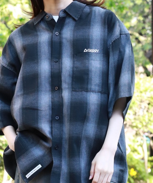 GERRY（ジェリー）の「【GERRY/ジェリー】 オンブレチェック 半袖シャツ（シャツ/ブラウス・メンズ・ブラック/マルチ/ホワイト/ブラウン・M/L/LL）」の2枚目の写真