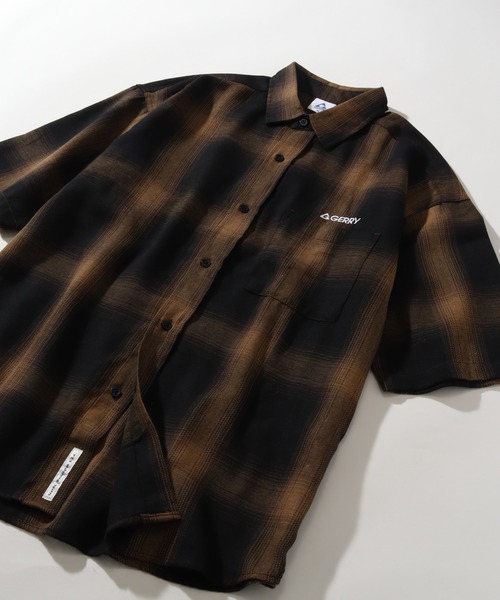 GERRY（ジェリー）の「【GERRY/ジェリー】 オンブレチェック 半袖シャツ（シャツ/ブラウス・メンズ・ブラック/マルチ/ホワイト/ブラウン・M/L/LL）」の12枚目の写真
