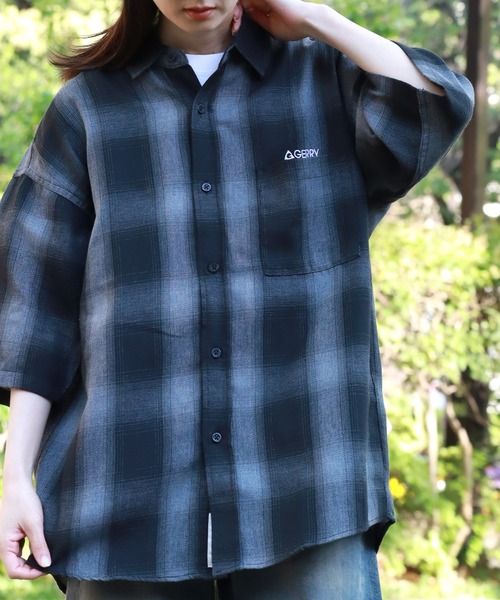 GERRY（ジェリー）の「【GERRY/ジェリー】 オンブレチェック 半袖シャツ（シャツ/ブラウス・メンズ・ブラック/マルチ/ホワイト/ブラウン・M/L/LL）」の22枚目の写真
