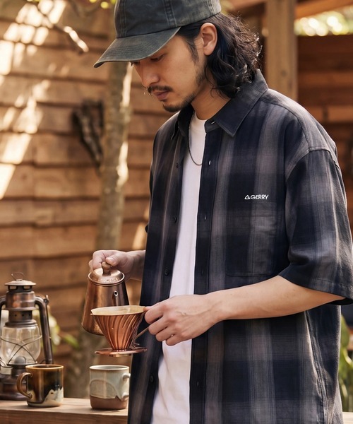 GERRY(ジェリー)の「【GERRY/ジェリー】 オンブレチェック 半袖シャツ(シャツ/ブラウス・メンズ・ブラック/マルチ/ホワイト/ブラウン/ブルー・M/L/LL)」の7枚目の写真