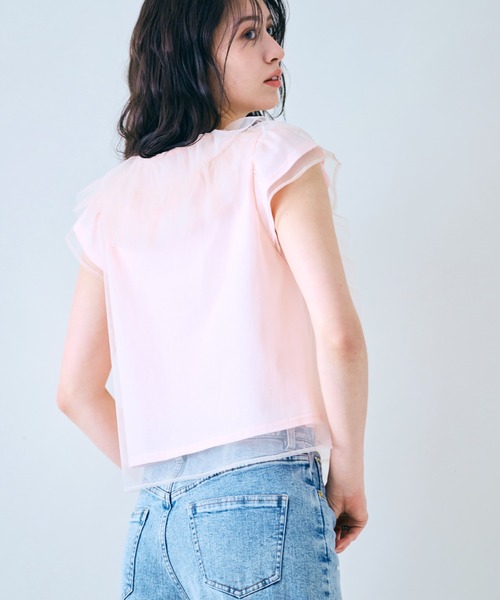 Audie a Muses（オーディアミューズ）の「チュールフリルブラウス（シャツ/ブラウス・レディース・オフホワイト/ブラック/ピンク・38/42）」の10枚目の写真