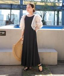 [ 田中亜希子さんコラボ ]選べる2丈 カップ付きランダムリブアメスリワンピース