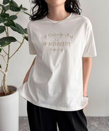 fredy emue | ワントーンロゴ刺繍Tシャツ(Tシャツ/カットソー)