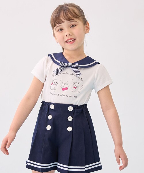 定番のお歳暮＆冬ギフト セール】セーラーカラー Tシャツ（Tシャツ/カットソー）｜any トップス