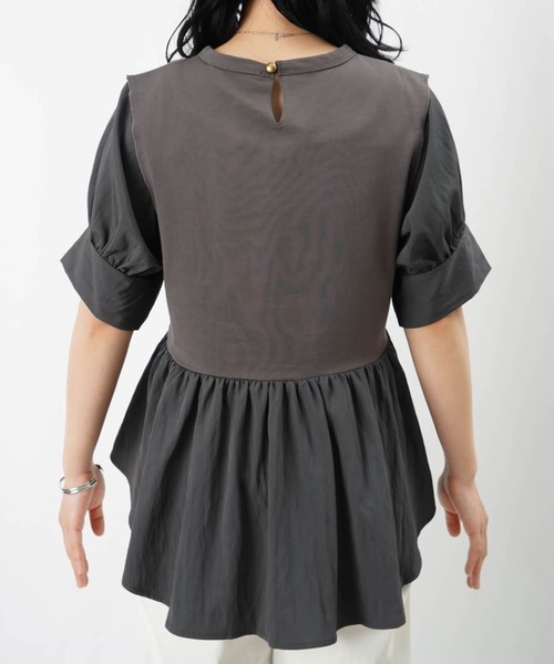 LUCA/LADY LUCK LUCA(ルカ/レディラックルカ)の「LC/LLL 異素材使い半袖プルオーバー(Tシャツ/カットソー・レディース・オフホワイト/チャコールグレー・FREE)」の17枚目の写真
