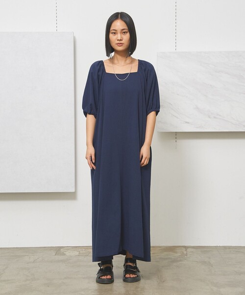 J.PRESS YORK STREET(ジェイプレスヨークストリート)の「【WOMEN】コットンワッシャーリラックス ワンピース(ワンピース・レディース・オレンジ系/ブラウン系/ピーコックグリーン系/ネイビー系・F)」の4枚目の写真