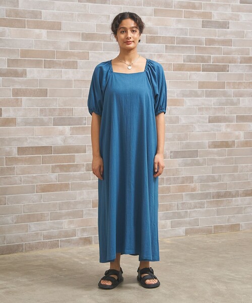 J.PRESS YORK STREET(ジェイプレスヨークストリート)の「【WOMEN】コットンワッシャーリラックス ワンピース(ワンピース・レディース・オレンジ系/ブラウン系/ピーコックグリーン系/ネイビー系・F)」の3枚目の写真