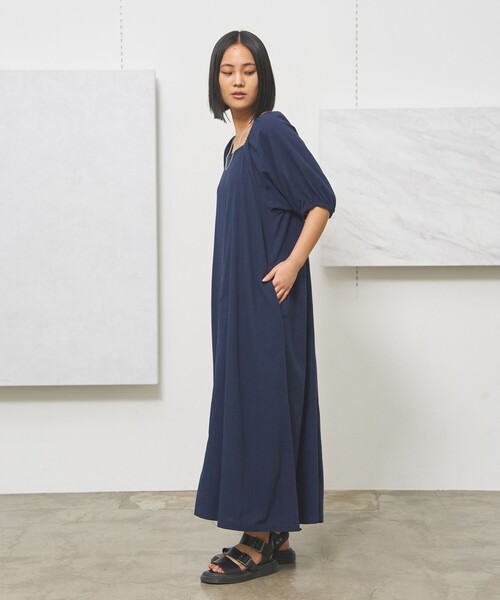 J.PRESS YORK STREET(ジェイプレスヨークストリート)の「【WOMEN】コットンワッシャーリラックス ワンピース(ワンピース・レディース・オレンジ系/ブラウン系/ピーコックグリーン系/ネイビー系・F)」の6枚目の写真