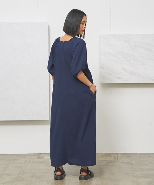 J.PRESS YORK STREET(ジェイプレスヨークストリート)の「【WOMEN】コットンワッシャーリラックス ワンピース(ワンピース・レディース・オレンジ系/ブラウン系/ピーコックグリーン系/ネイビー系・F)」の7枚目の写真