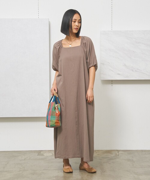J.PRESS YORK STREET(ジェイプレスヨークストリート)の「【WOMEN】コットンワッシャーリラックス ワンピース(ワンピース・レディース・オレンジ系/ブラウン系/ピーコックグリーン系/ネイビー系・F)」の13枚目の写真