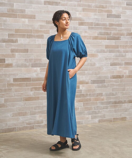 J.PRESS YORK STREET(ジェイプレスヨークストリート)の「【WOMEN】コットンワッシャーリラックス ワンピース(ワンピース・レディース・オレンジ系/ブラウン系/ピーコックグリーン系/ネイビー系・F)」の17枚目の写真