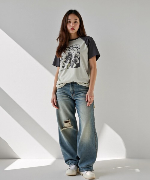 mahagrid/マハグリッド』ROSE RAGLAN TEE PURPLE /ローズ