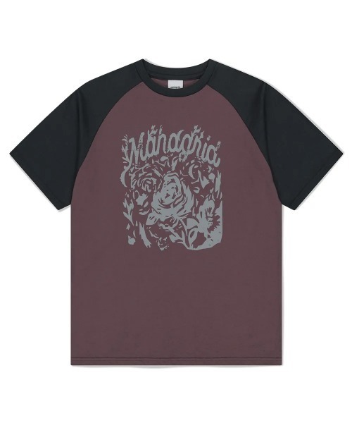 tシャツ 「mahagrid/マハグリッド」ROSE RAGLAN TEE PURPLE /ローズラグラン Tシャツ レディース mahagrid/マハグリッド』ROSE RAGLAN TEE PURPLE /ローズ