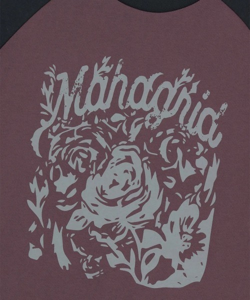 tシャツ 「mahagrid/マハグリッド」ROSE RAGLAN TEE PURPLE /ローズラグラン Tシャツ レディース mahagrid/マハグリッド』ROSE RAGLAN TEE PURPLE /ローズ