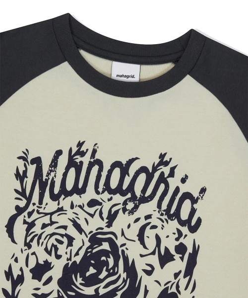 tシャツ 「mahagrid/マハグリッド」ROSE RAGLAN TEE PURPLE /ローズラグラン Tシャツ レディース mahagrid/マハグリッド』ROSE RAGLAN TEE PURPLE /ローズ