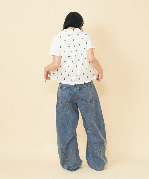 FREAK'S STORE（フリークスストア）の「インド 小花刺繍 襟付きリボンベスト＜セットアップ対応＞（ベスト・レディース・オフホワイト/ブルー/ブラック・ﾌﾘ-）」の8枚目の写真