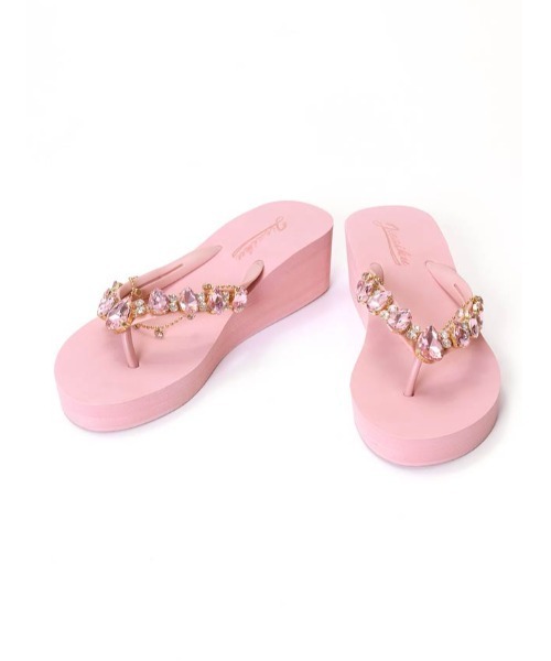 DAZZY（デイジー）の「ヒールドロップビジュービーチサンダル（サンダル・レディース・ブラック/ピンク・23.0cm/24.0cm/25.0cm）」の2枚目の写真