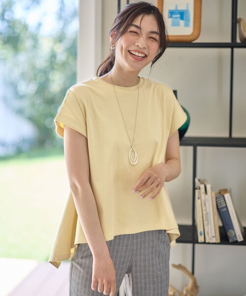 ANY(エニィ)の「シルケットスムースチュニック(Tシャツ/カットソー・レディース・ホワイト系/ブラック系/ダークブラウン系/イエロー系・4)」の4枚目の写真