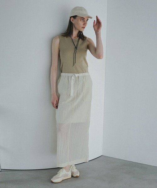 セール】SHEER STRAIGHT GATHER SKIRT（スカート）｜MANOF
